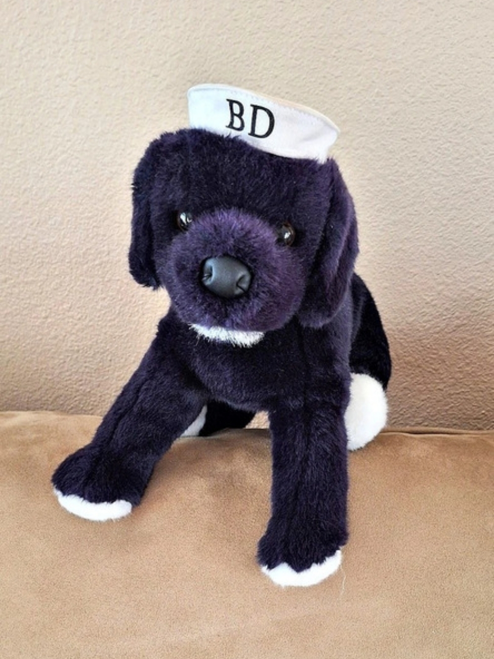 Douglas Company "The Black Dog" Plush With White "BD" Logo Sailor Hat.